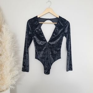 Black crushed velvet body suit Victoria secret size xs